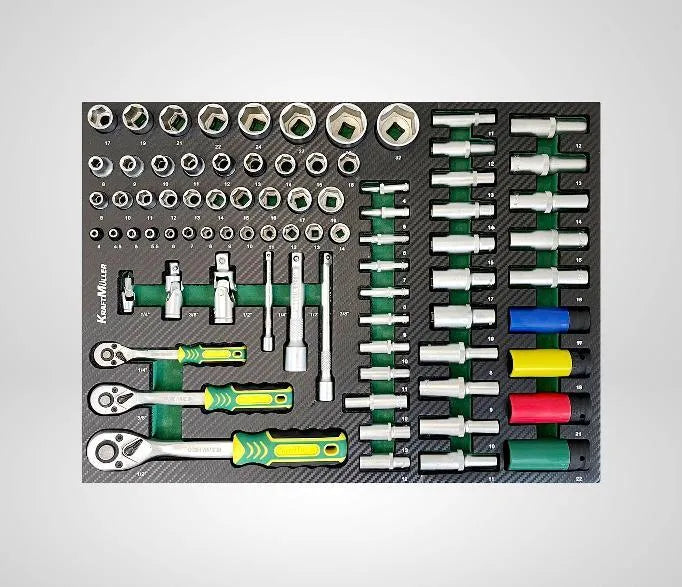 Servante d’atelier + Clé dynamo KRAFTMULLER KM-8/7 309 outils – 7 tiroirs & 1 porte frontale